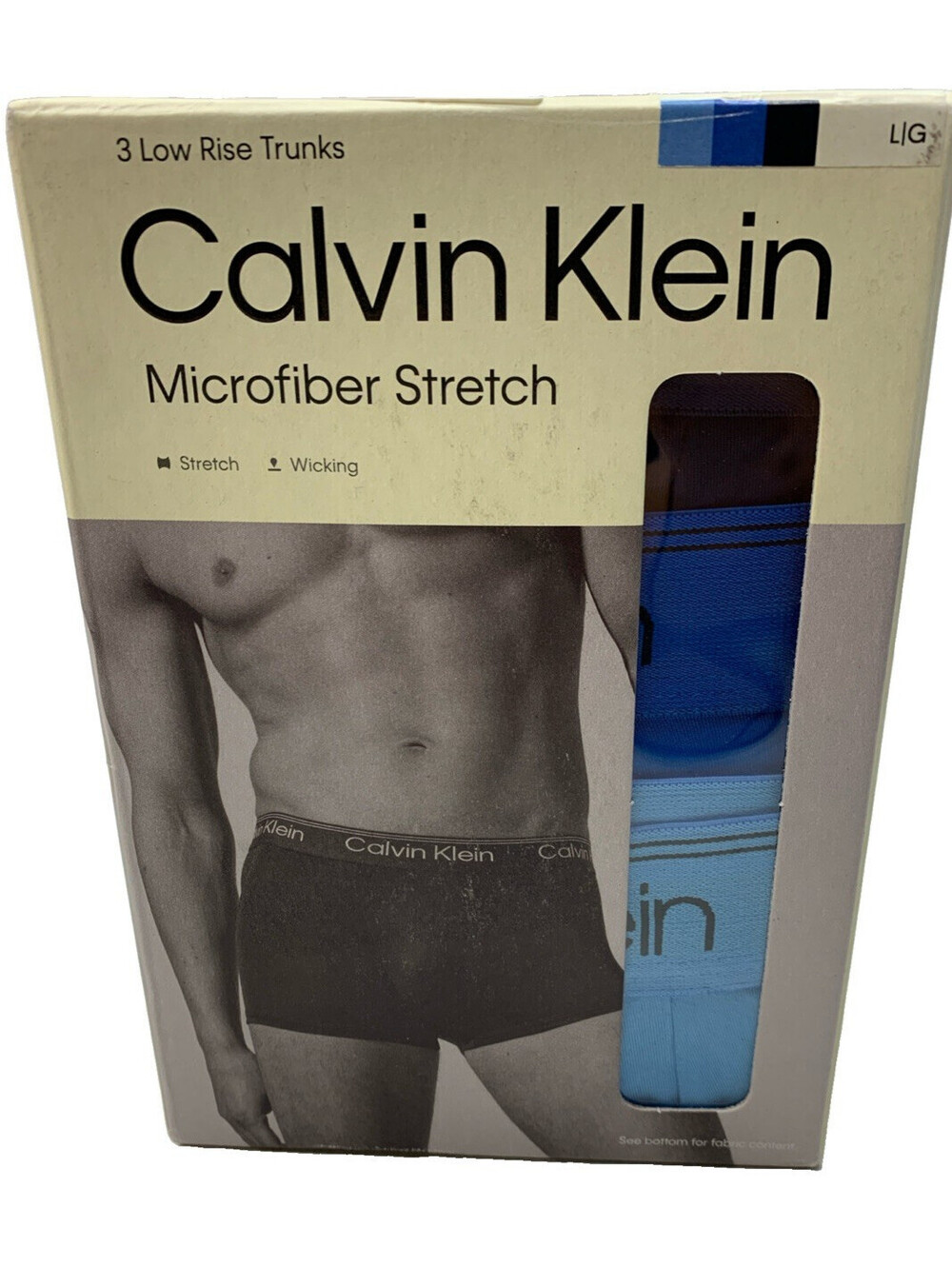 Calvin Klein Men's Microfiber Stretch Low-Rise Trunks Wicking Large - 3 PACK